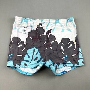 Vintage Napili Hawaiian Shorts Mens Medium White Stretch Floral Made in USA 60s